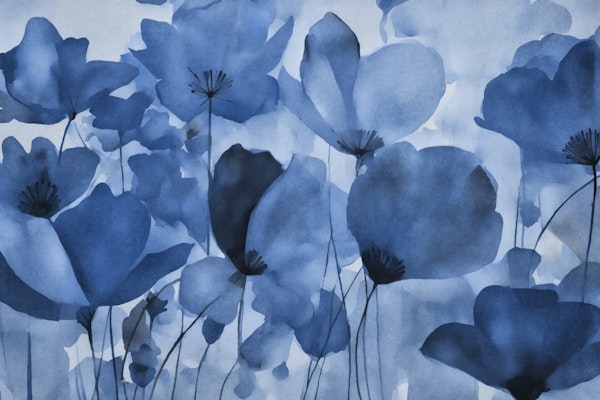 Minimalistic Meadow Abstract Florals Blue