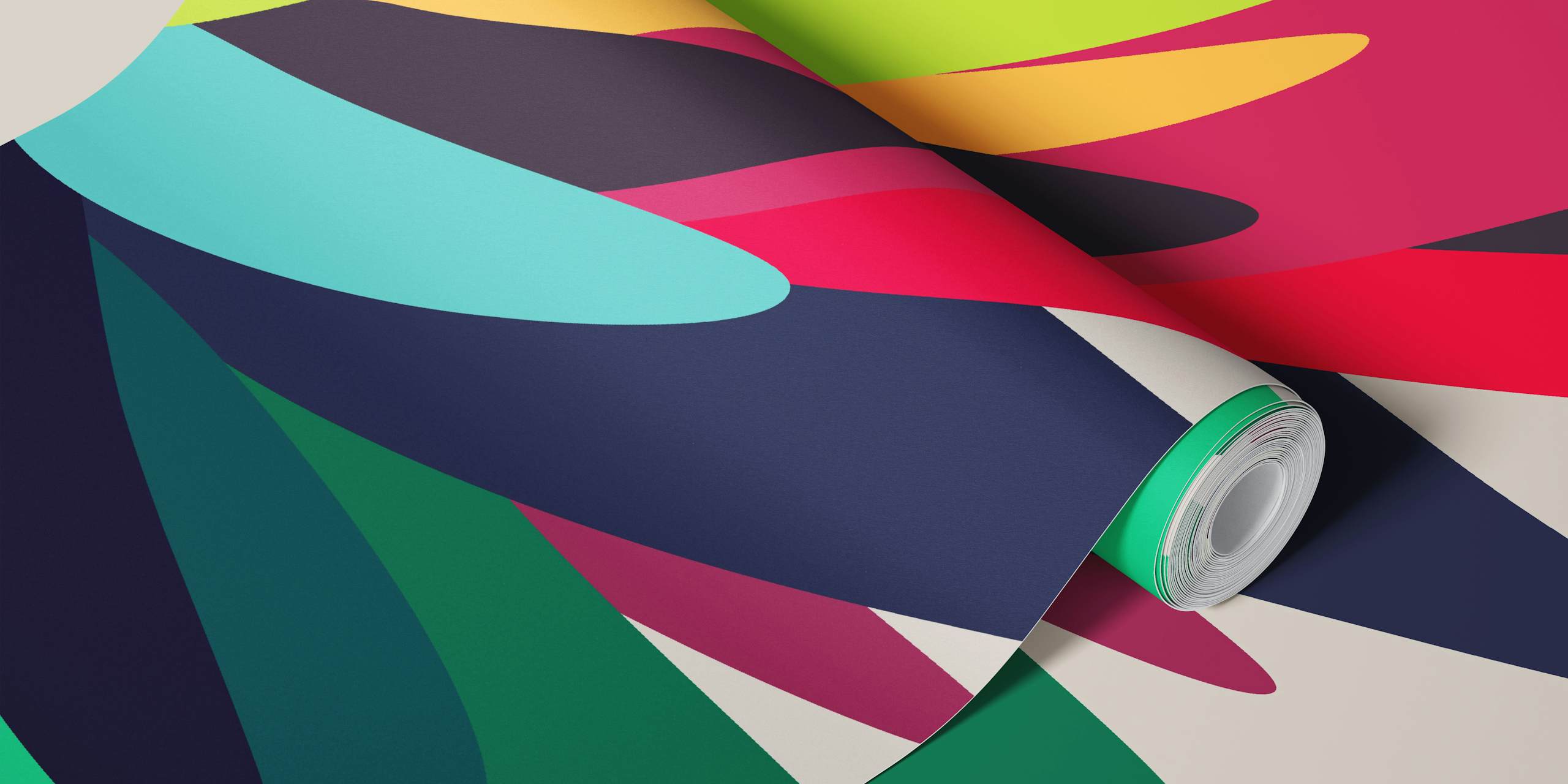 Fotomural de mariposas estilizadas de colores sobre un fondo beige