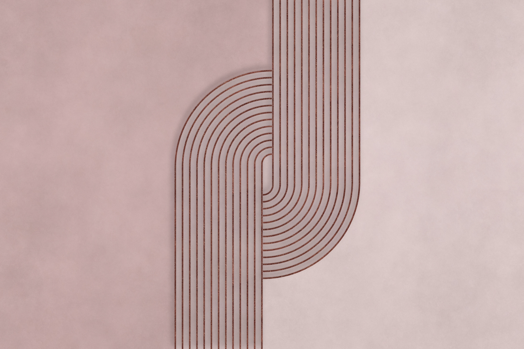 Bauhaus Twist Mid Century Modern Art Rosegold Blush Pink papel de