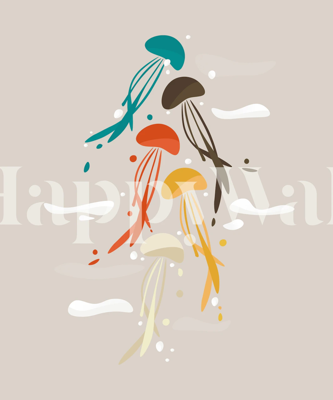 Abstrakcyjna fototapeta z meduzą w delikatnych kolorach