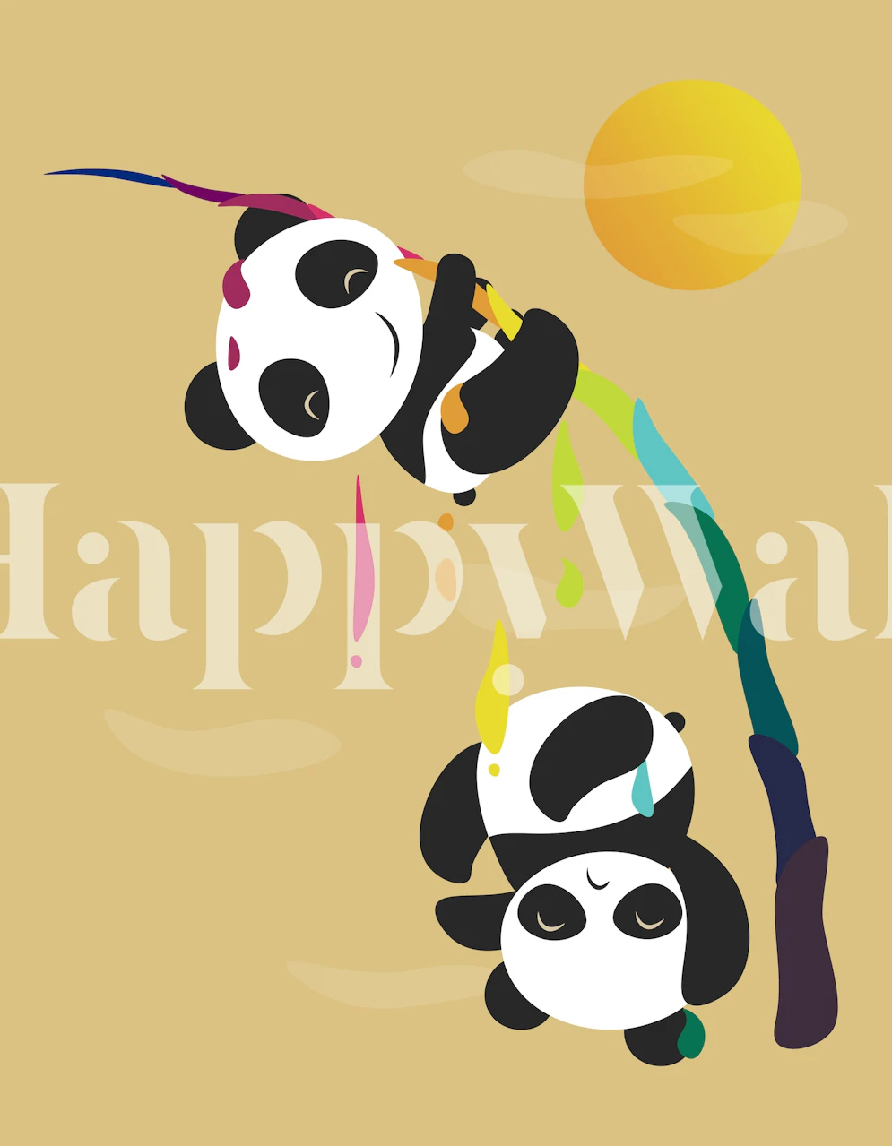 Panda-tapettisuunnittelu huoneessa