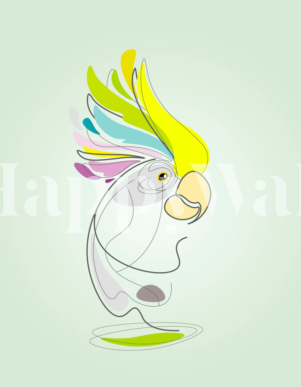 Colorful parrot with yellow, green and blue feathers on light background wallpaper