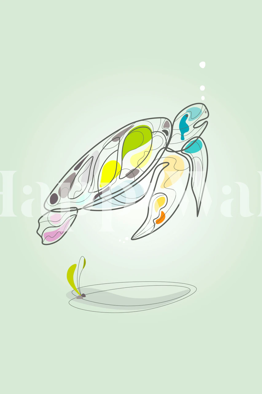Ocean themed wallpaper with a sea turtle