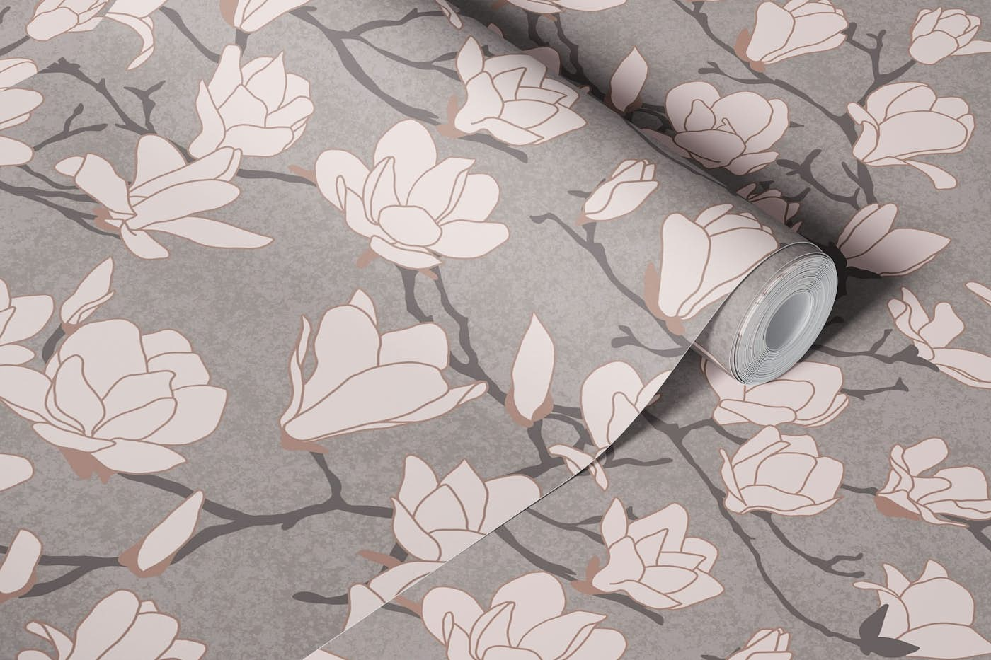 Magnolia - taupe wallpaper roll