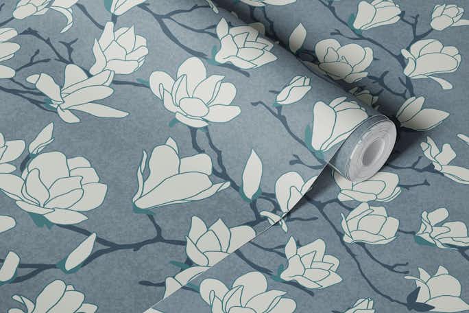 Magnolia - slatewallpaper roll