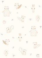 Forest friends cream background tapete