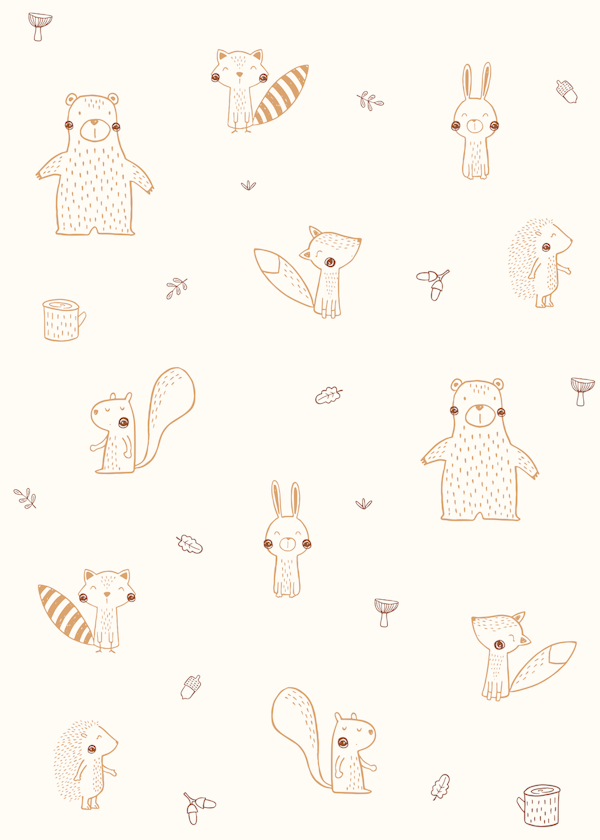 Forest friends cream background