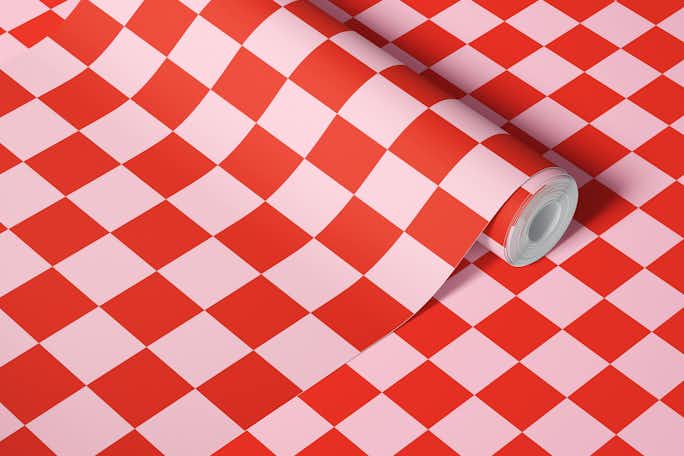 Red and Pink Checkerwallpaper roll