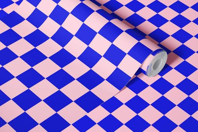 Pink and Blue Checkerwallpaper roll