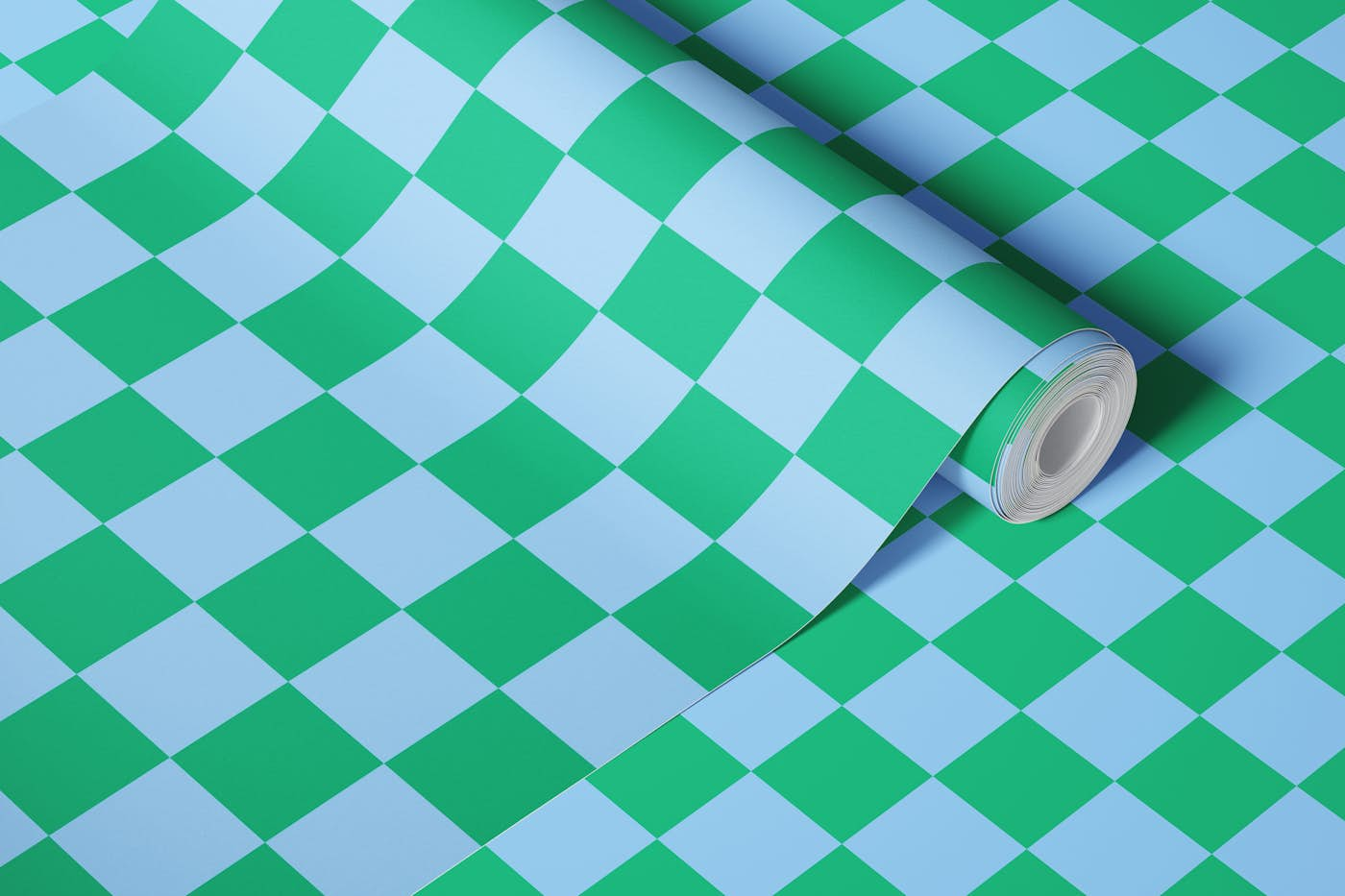 Green and Blue Checker wallpaper roll