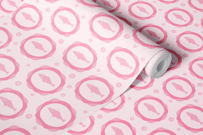 Pink fishwallpaper roll
