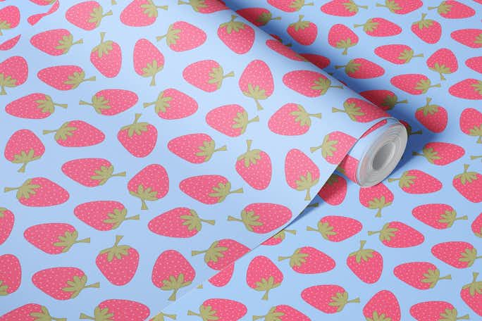 Pink strawberrywallpaper roll