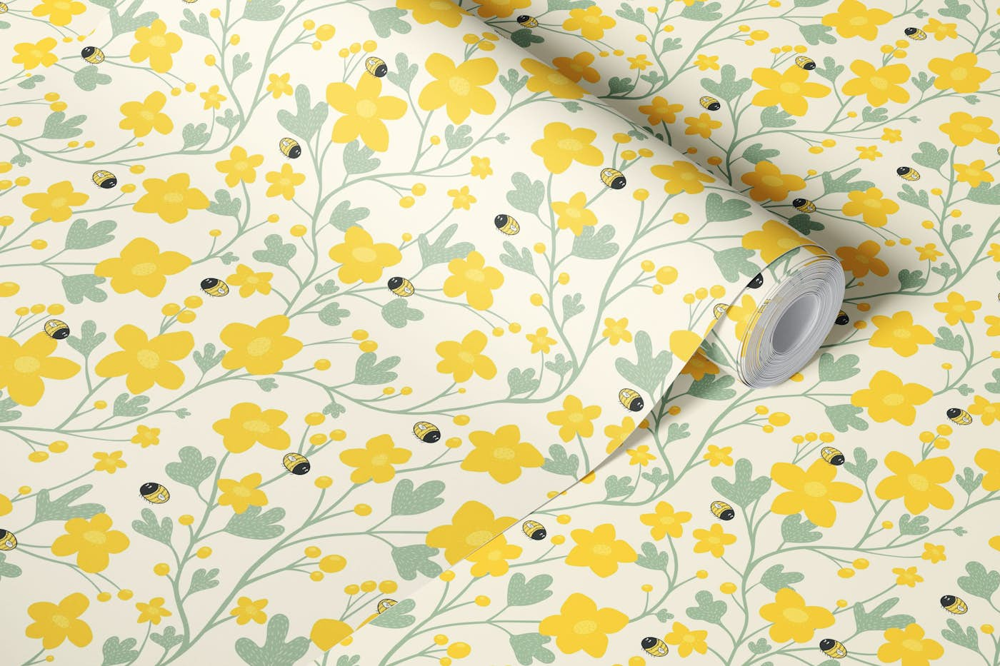 A buttercup floral wallpaper roll