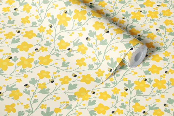 A buttercup floralwallpaper roll