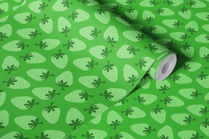Green strawberryswallpaper roll