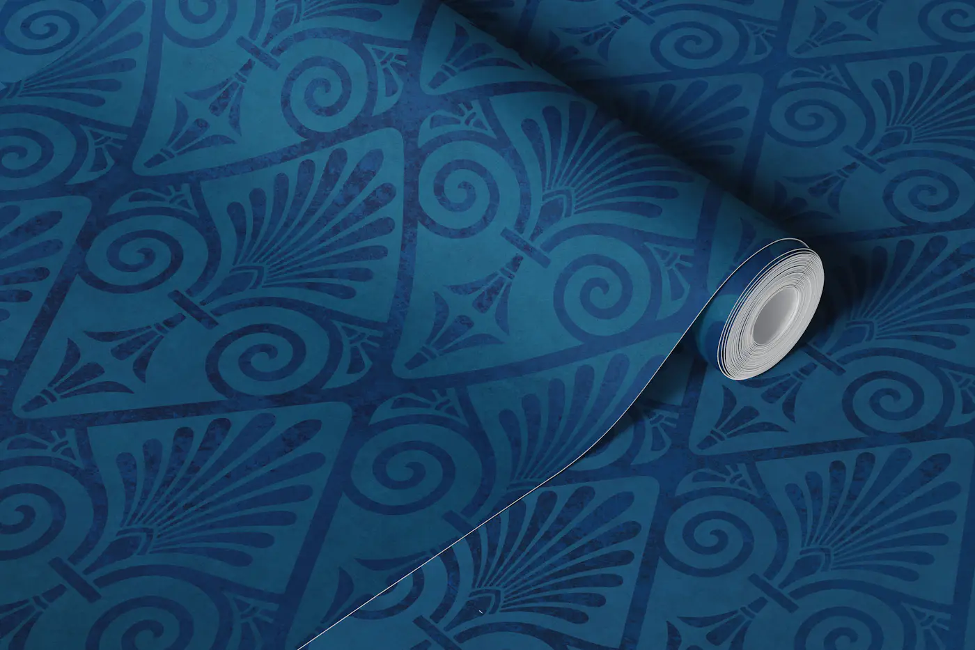 Art Deco Golden Era Pattern Teal Blue wallpaper roll