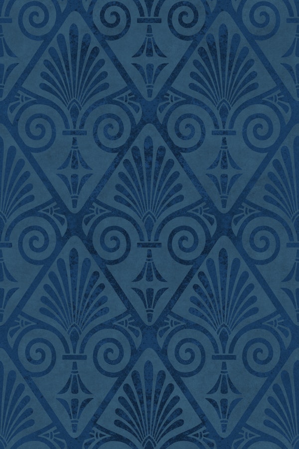 Art Deco Golden Era Pattern Teal Blue