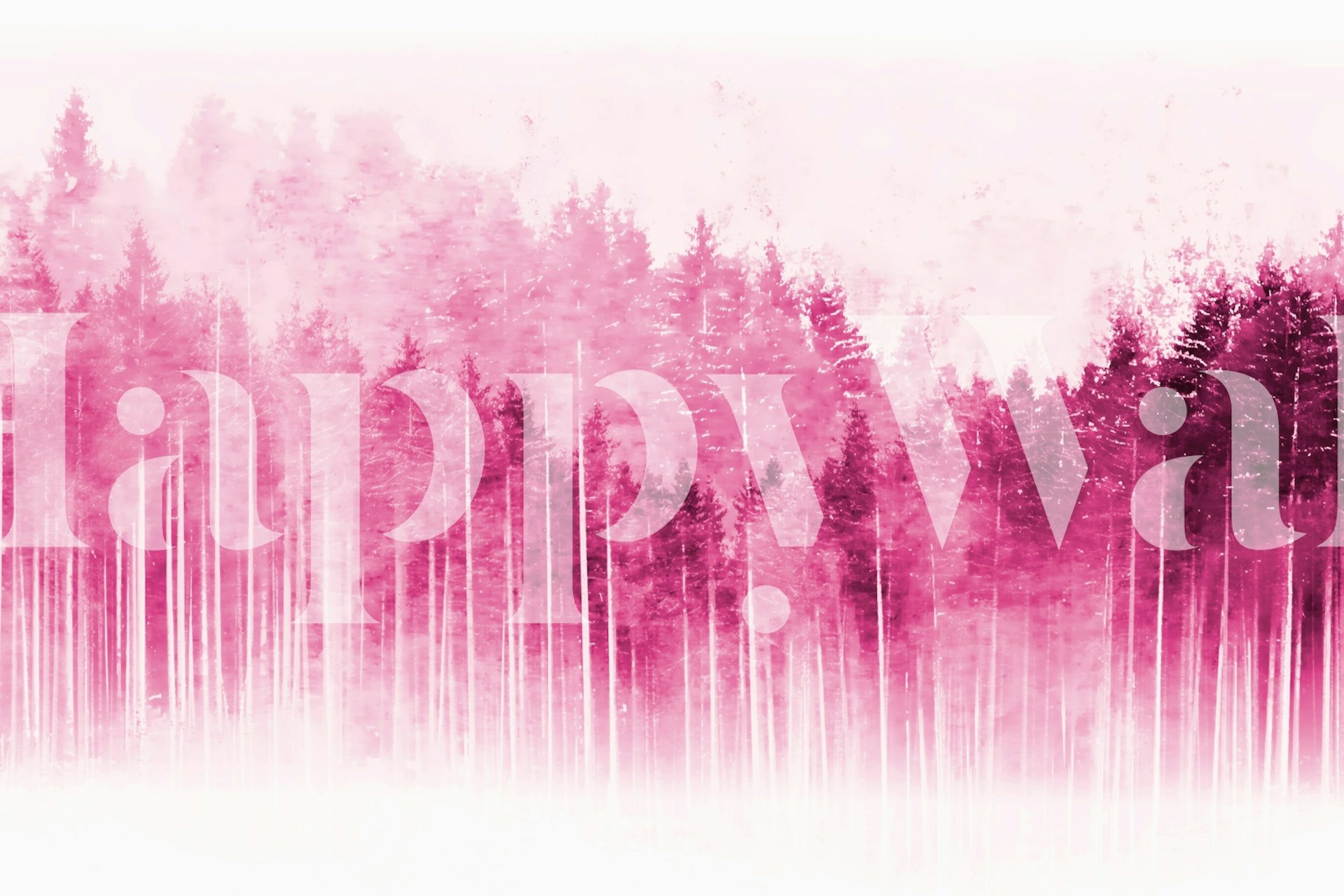 Fototapeta z sylwetką lasu sosnowego w kolorze magenta na happywall.com