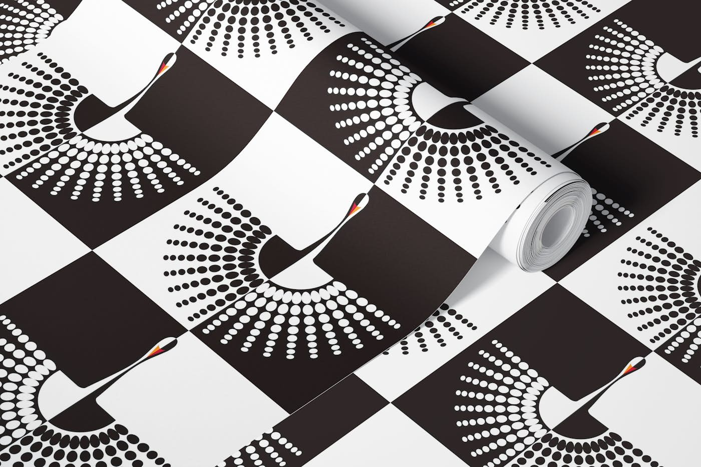 Checkered Swan wallpaper roll