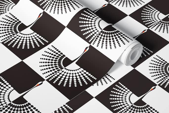 Checkered Swanwallpaper roll