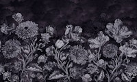 MOODY DARK BLACK BAROQUE FLORALS tapete