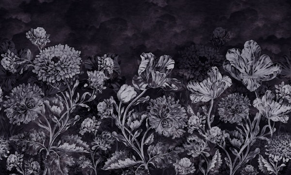 MOODY DARK BLACK BAROQUE FLORALS