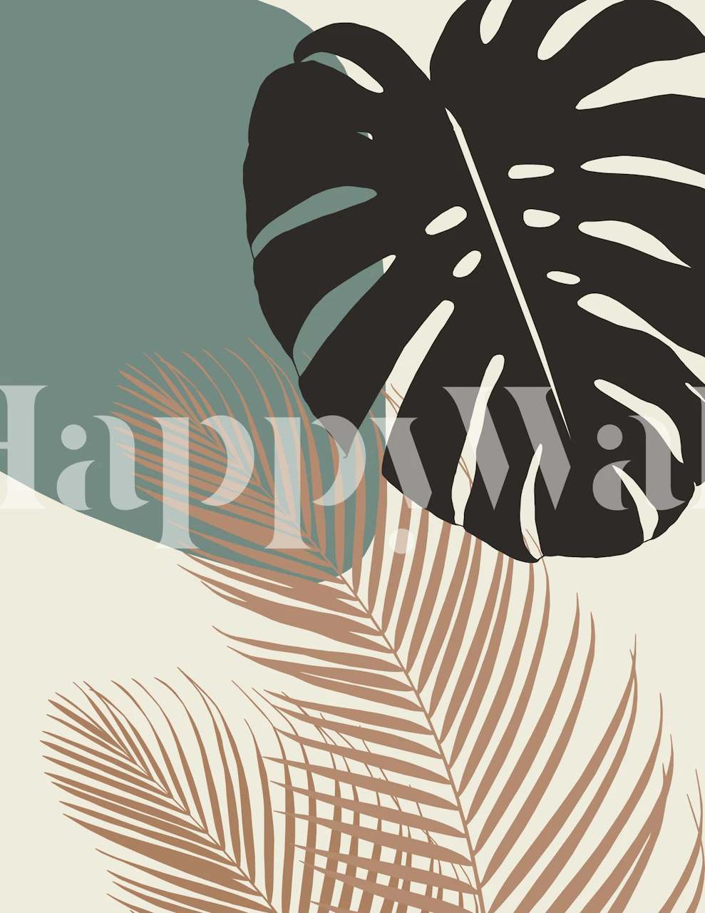 Minimal Monstera Palm 1 wallpaper in a room