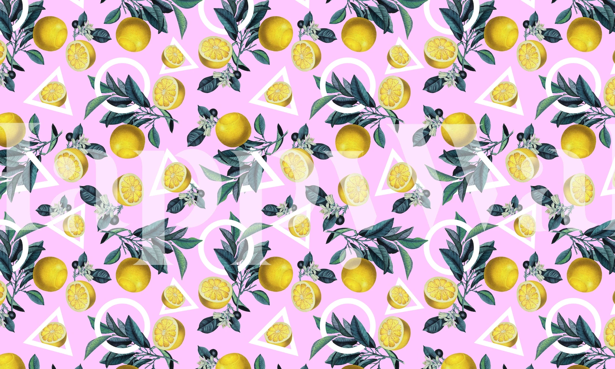 Ταπετσαρία Geometric lemon pattern σε ένα δωμάτιο