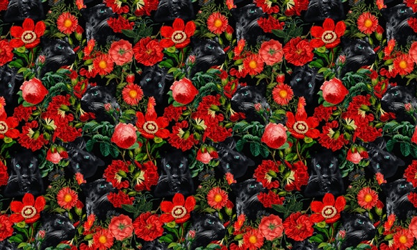 Panther and Floral Pattern XO