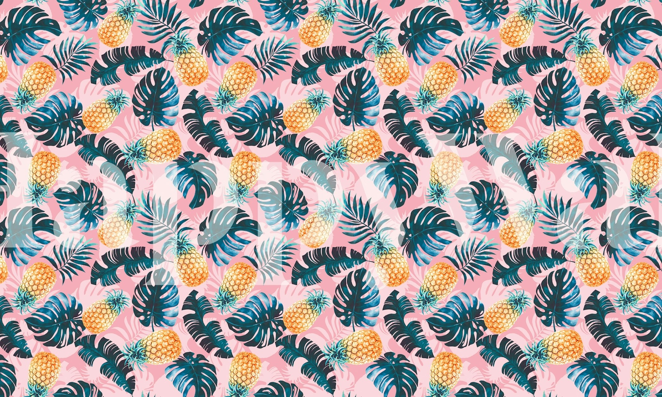 Tropikalny design tapety Pineapple and Leaf Pattern
