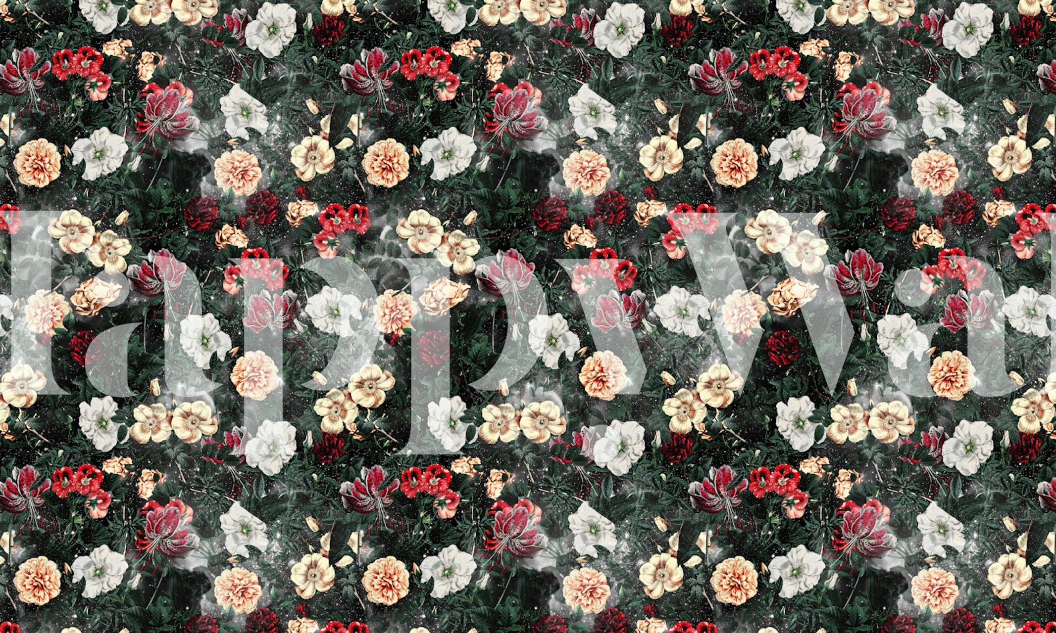 Blomster tapetdesign i et rum