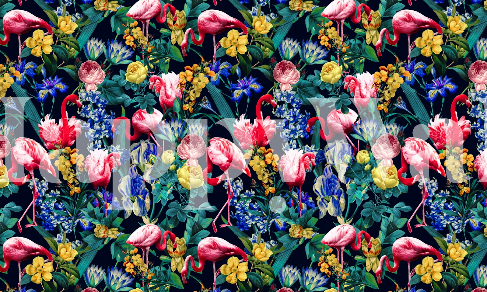 Buy Floral and Flemingo V-Pattern Wallpaper | Happywall