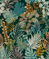 tropical night emerald leaves tapete