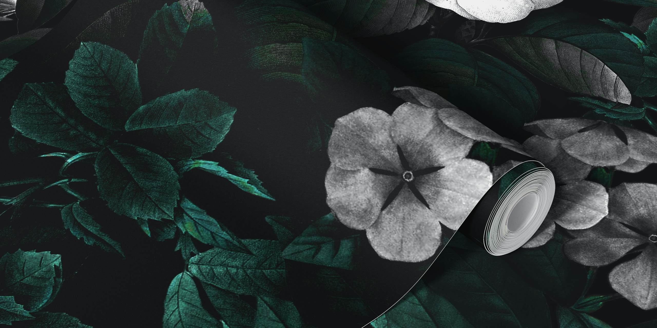 Floral pattern on dark background wall mural called Botanical Night