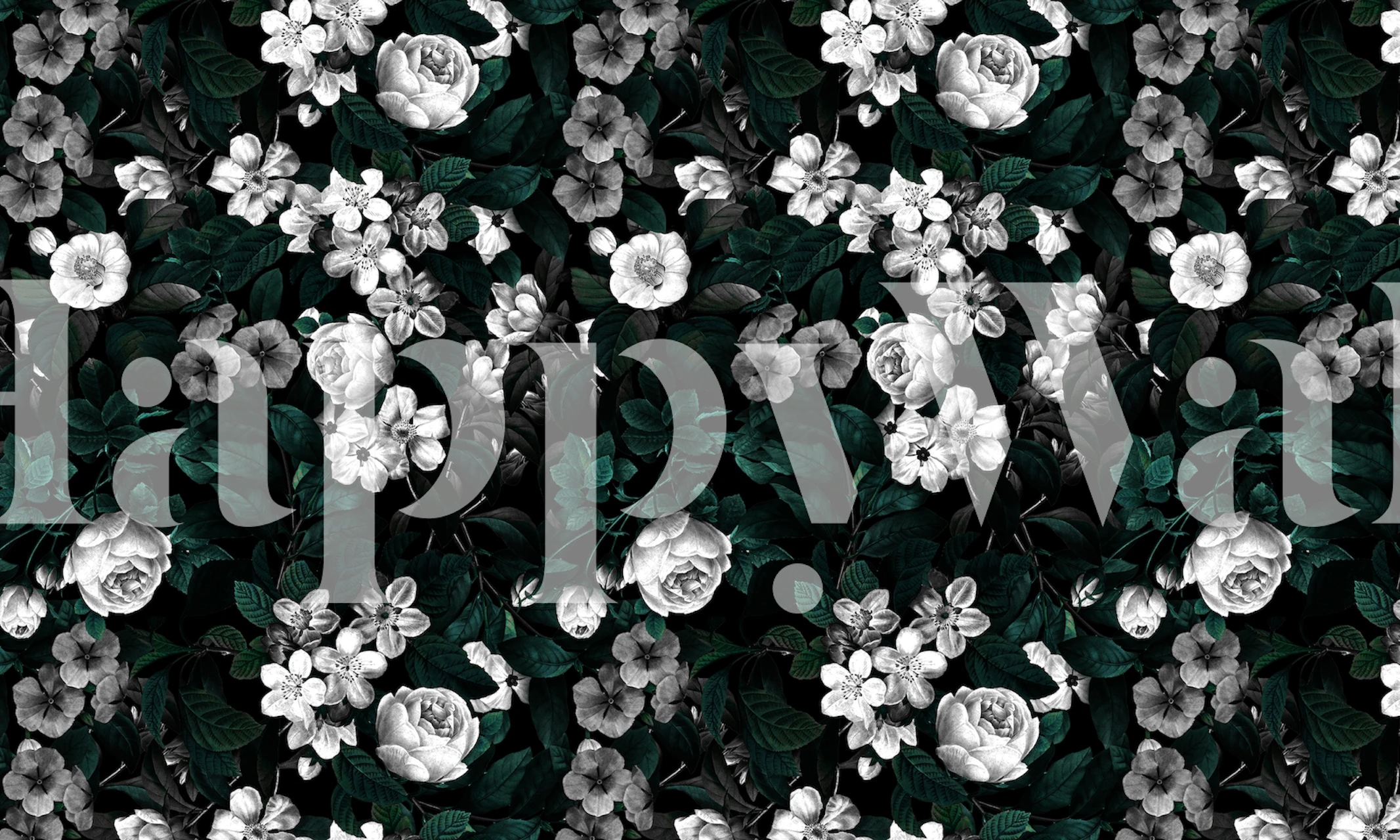 Floral pattern on dark background wall mural called Botanical Night