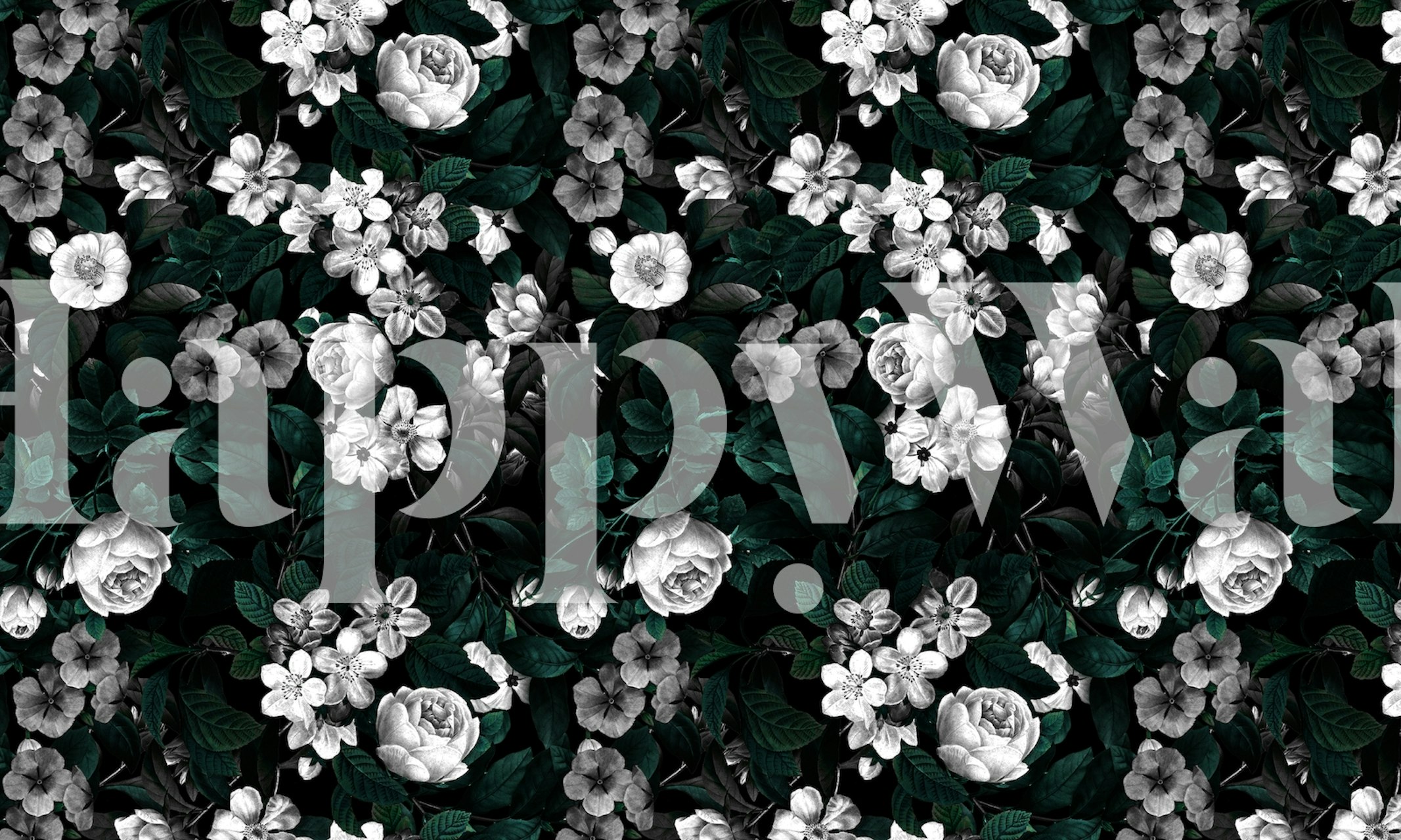 Floral pattern on dark background wall mural called Botanical Night