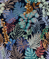 tropical blue night leaves tapete