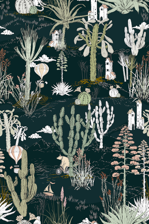 nighty cactus landscape