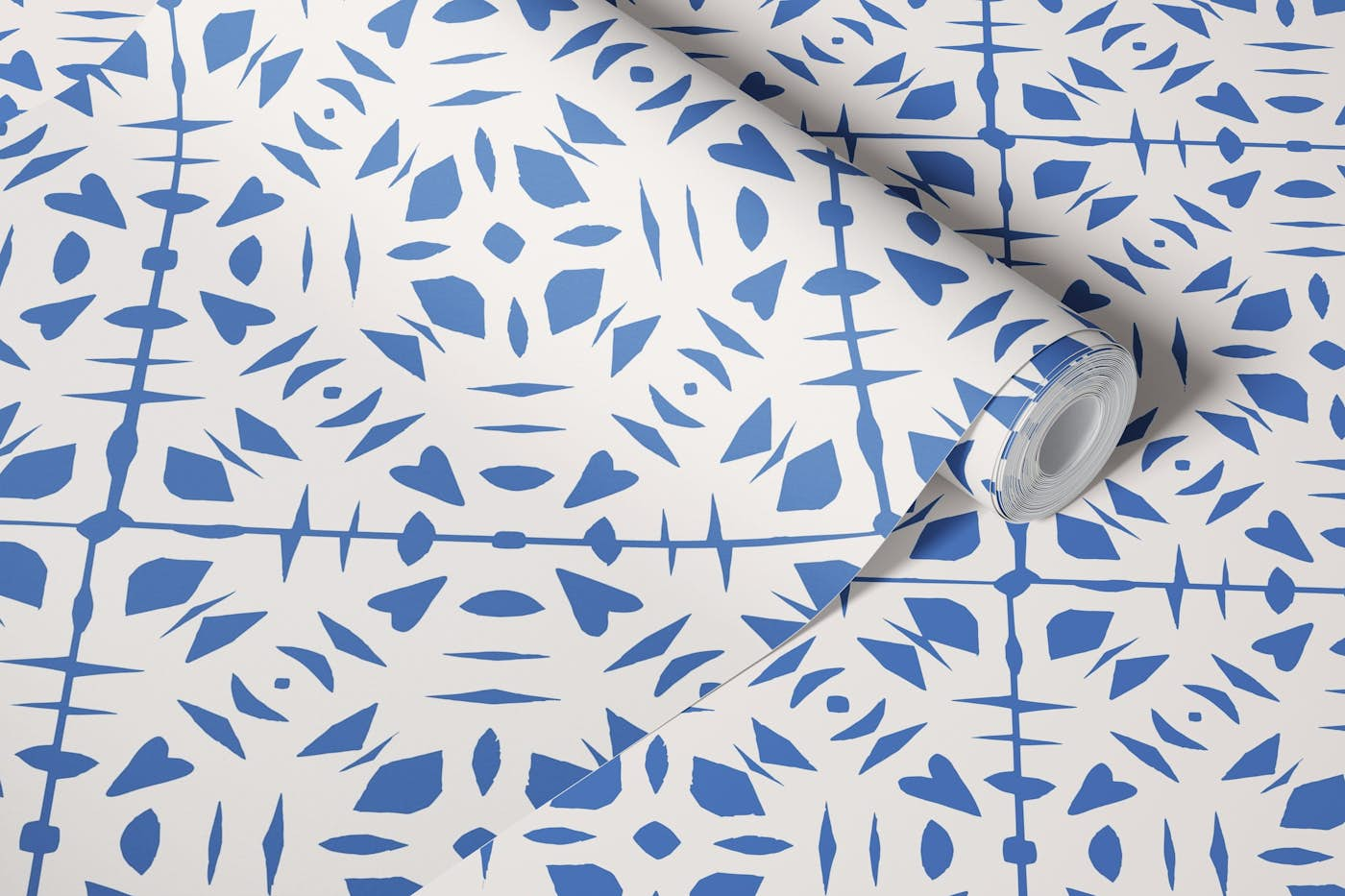 Papercut blue beige wallpaper roll