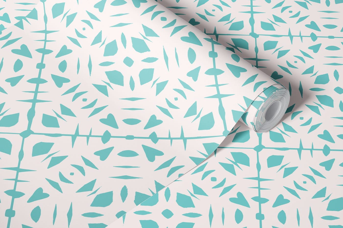 Papercut turquoise beige wallpaper roll