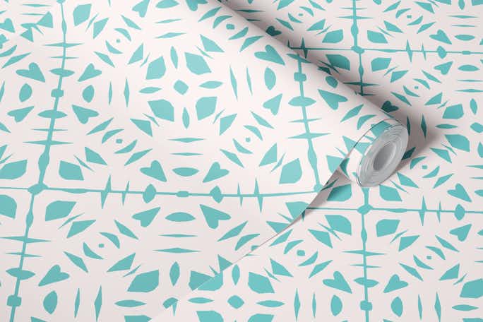 Papercut turquoise beigewallpaper roll