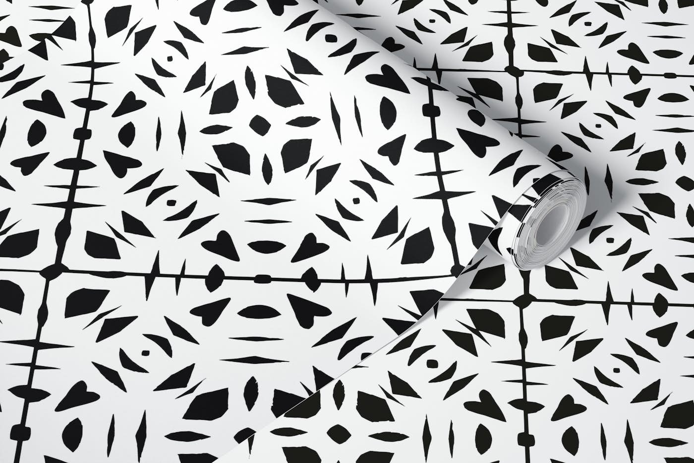 Papercut black and white wallpaper roll