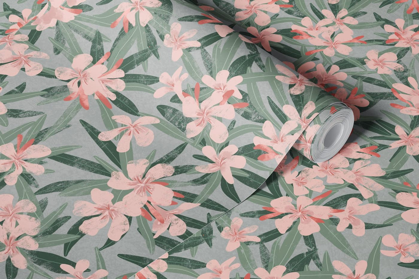 Oleander - peach wallpaper roll