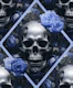 Skulls And Roses Gothic Romance Elegance Blue