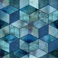 Luxury Geometry Blue Cubics Modern 3D Design wallpaper