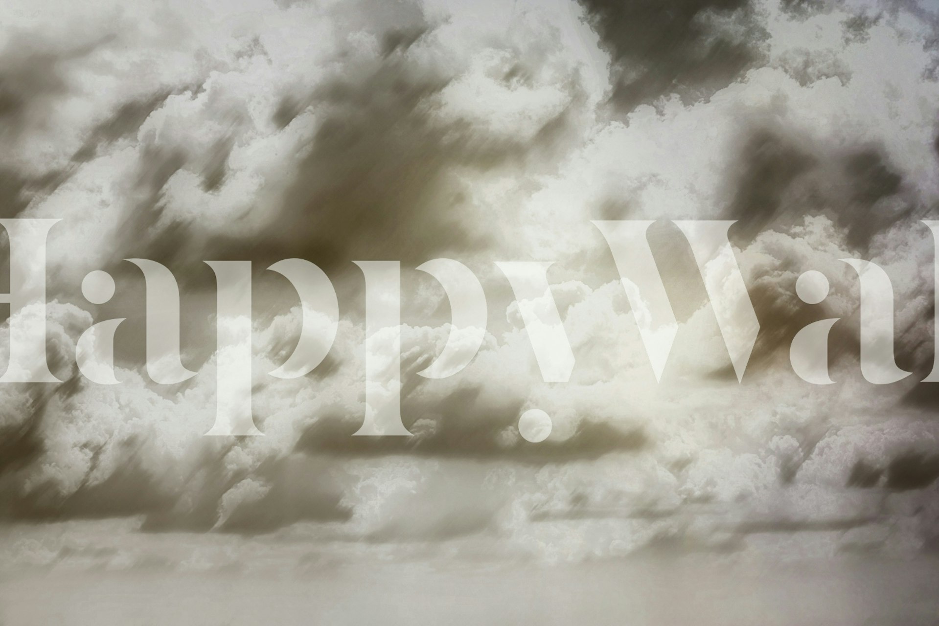 Ätherische Wolken-Wandmalerei in Grautönen für eine beruhigende Raumatmosphäre