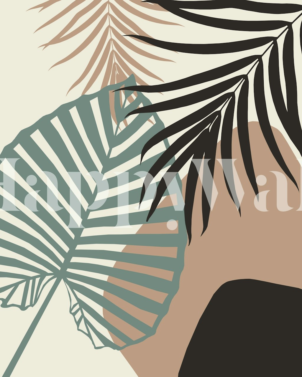 Minimal Jungle Leaves wallpaper in a room