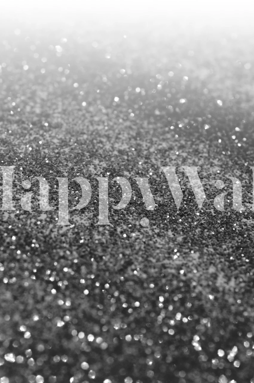 Carta da parati sfumata argento e nero con effetto glitter