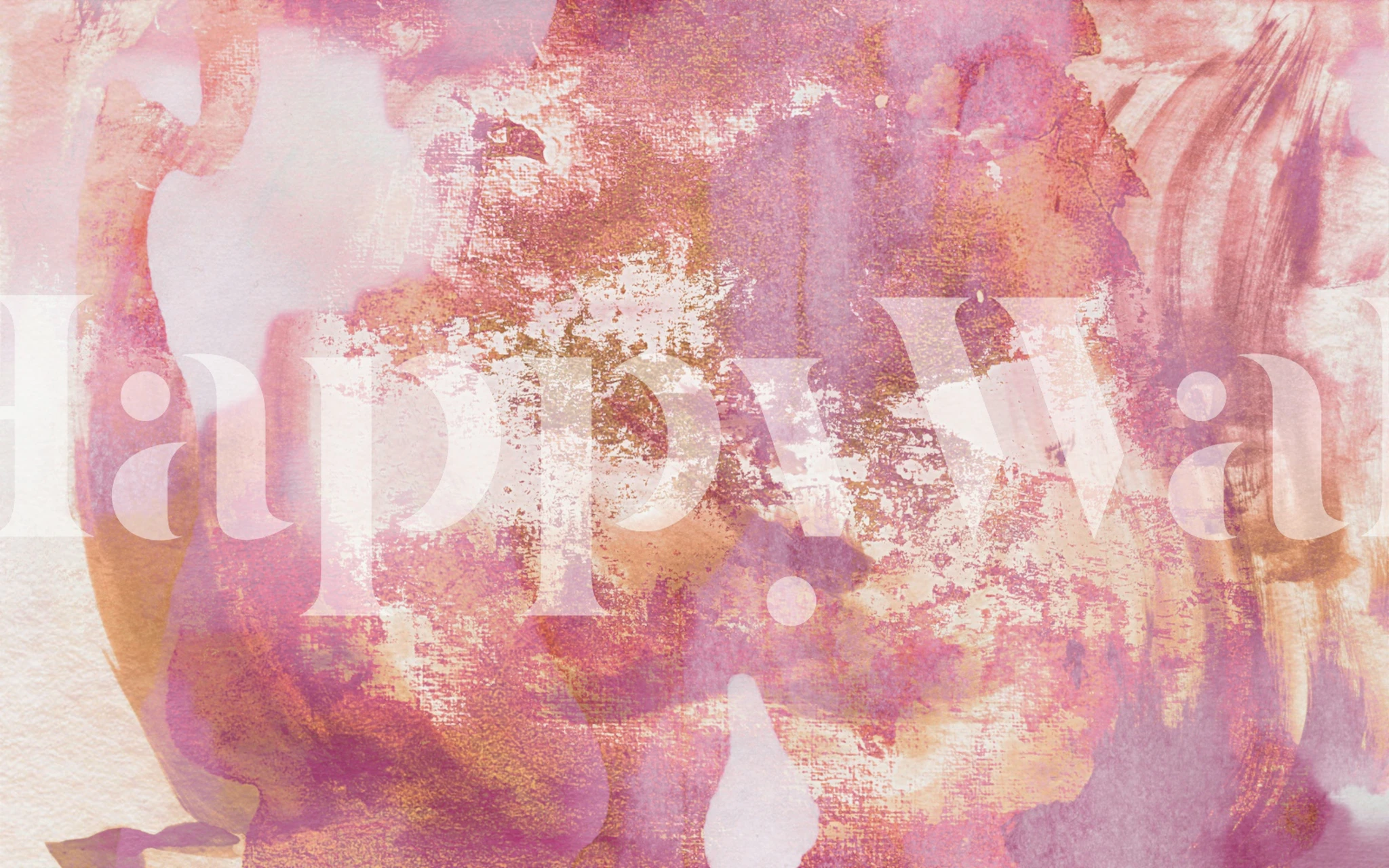 Abstract watercolor wallpaper in pink tones with gold accents