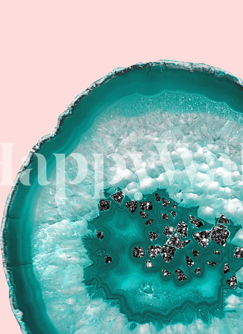 Papel de parede Turquoise Teal Agate em um quarto